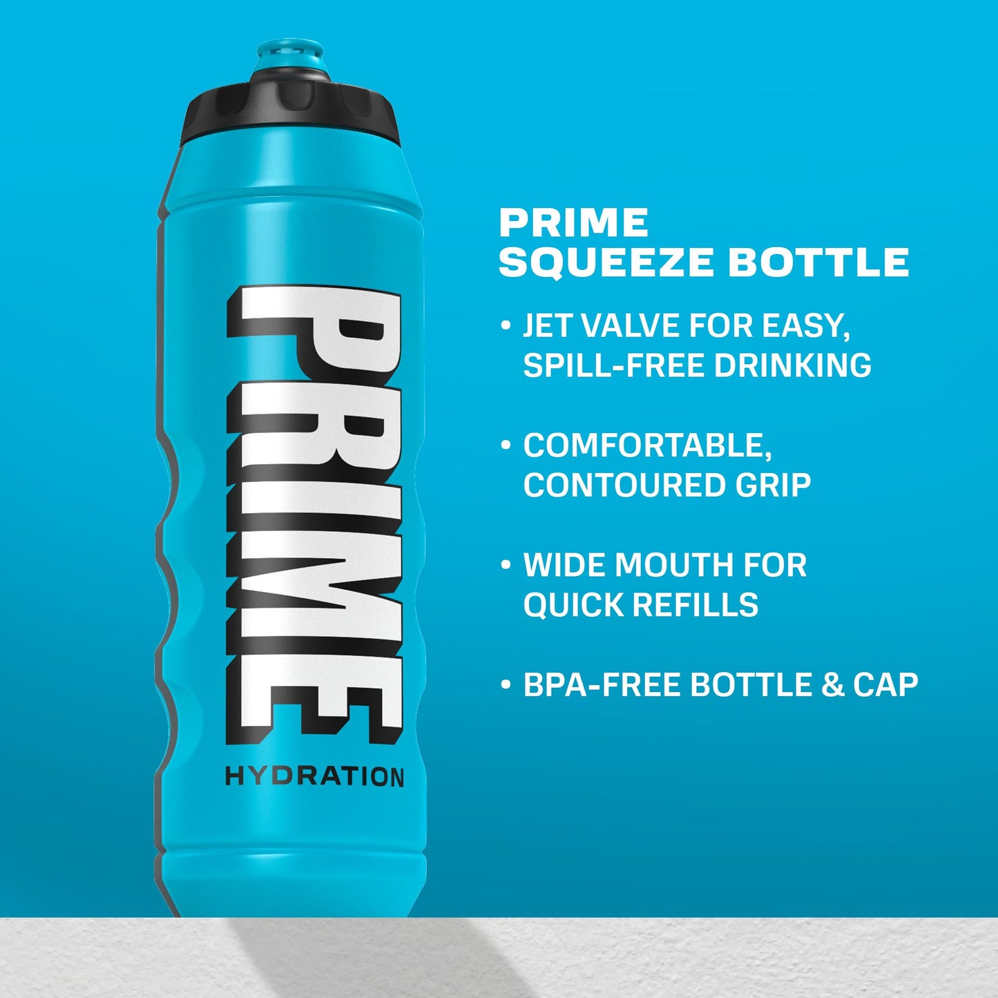 PRIME HYDRATION, Berry Freeze, Cherry Freeze, & Ice Pop Sports Drinks, 12 Fl Oz, 15 Variety Pack & PRIME 32 oz Blue Squeeze Sports Water Bottles 12 Pack Bundle