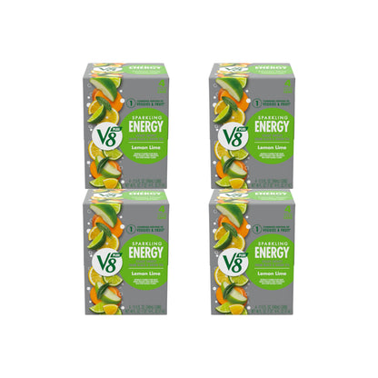 V8 +Energy Sparkling Lemon Lime Juice Energy Drink, 11.5 fl oz Can (Pack of 16)