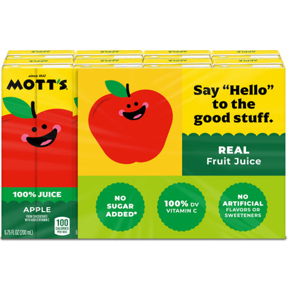 Mott's 100% Original Apple Juice, 6.75 Fl Oz Boxes, 32 Count (4 Packs Of 8), 2 Servings Of Fruit, 100% Fruit Juice, Gluten-free, Caffeine-free, Kosher, Contains No Artificial Colors Or Sweeteners