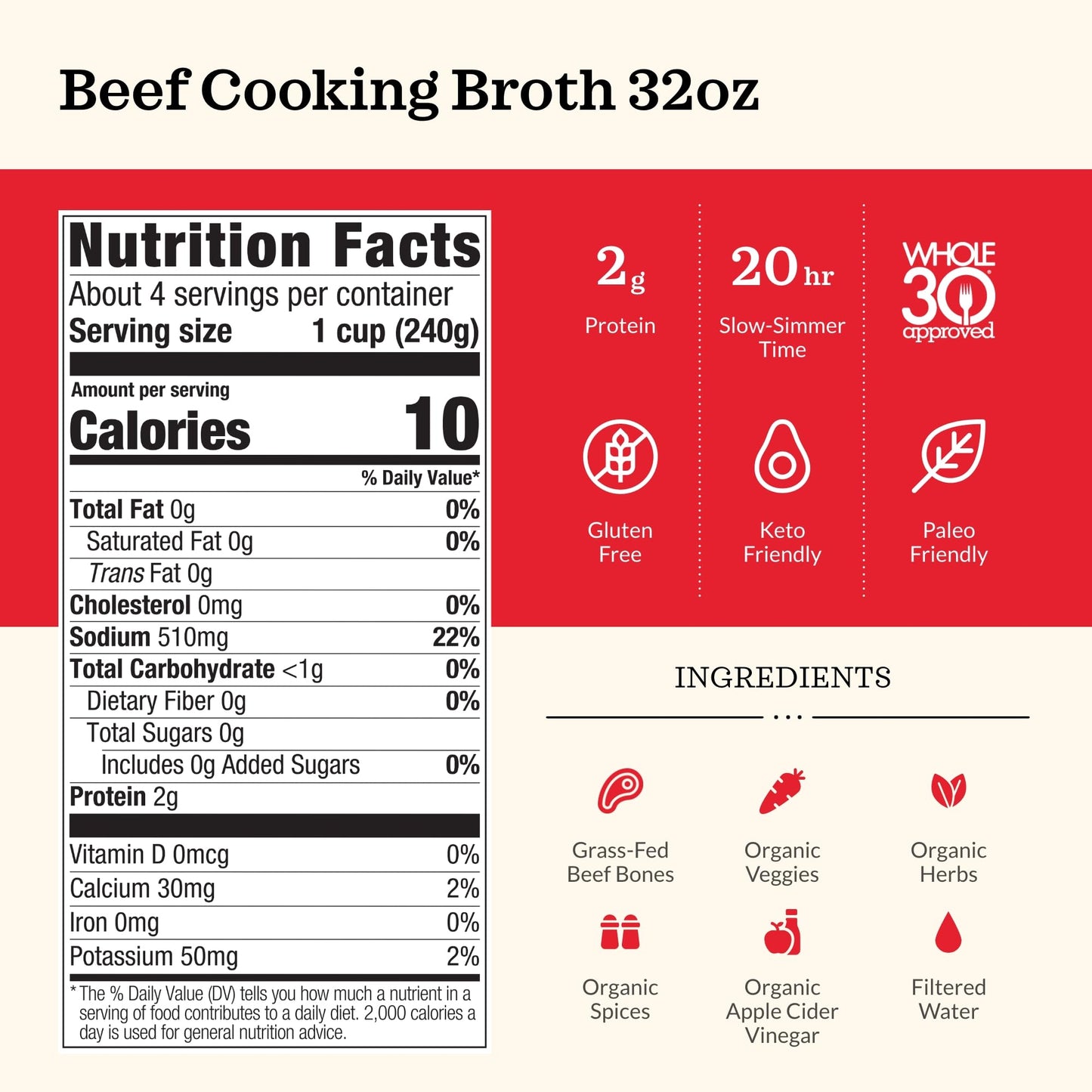 Kettle And Fire Broth Beef Cooking 32 OZ