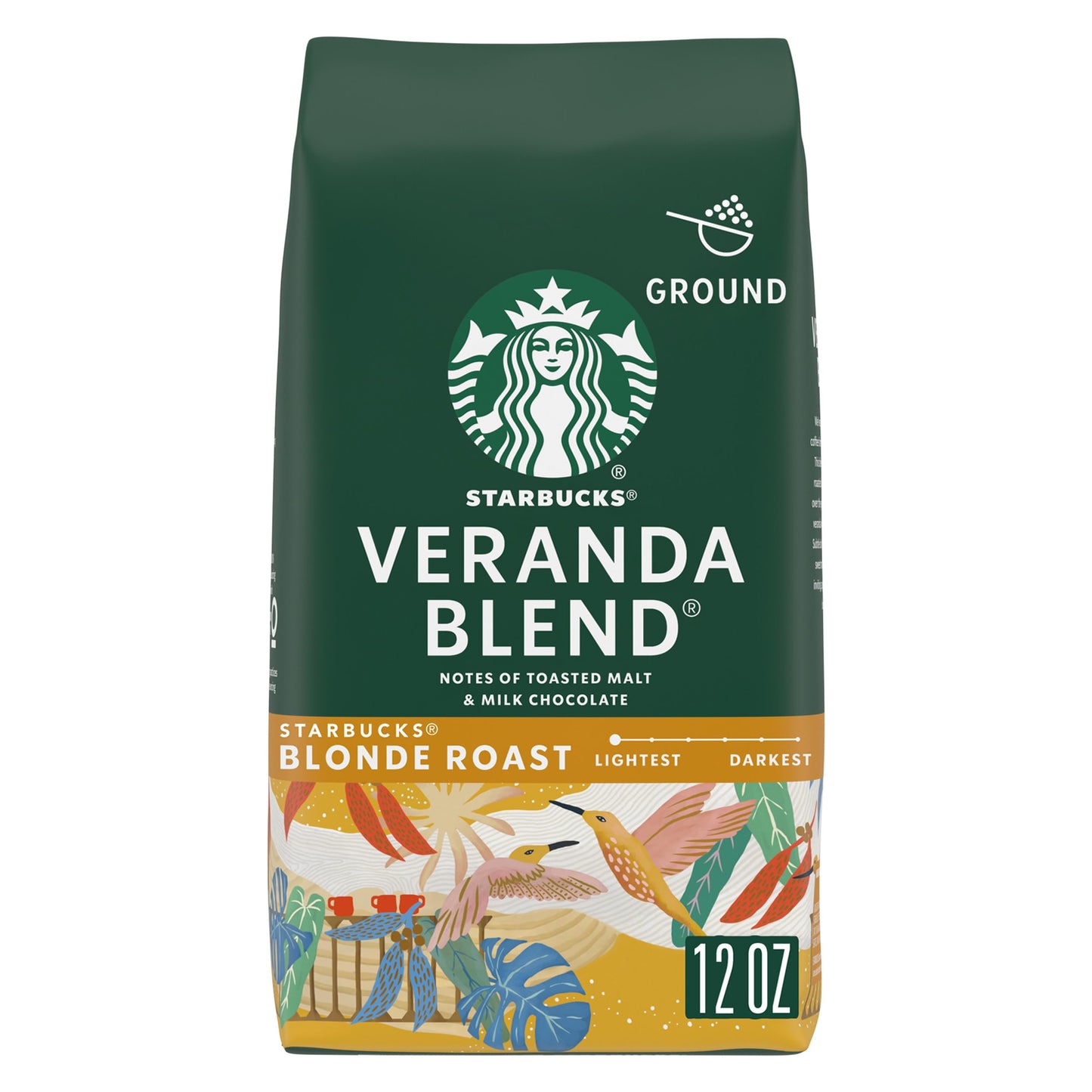 Starbucks Ground Coffee, Starbucks Blonde Roast Hot or Iced Coffee, Veranda Blend, 12 oz