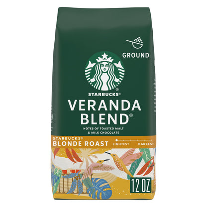 Starbucks Ground Coffee, Starbucks Blonde Roast Hot or Iced Coffee, Veranda Blend, 12 oz