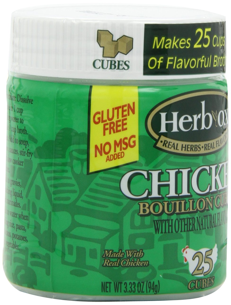 Herbox Bouillon Cubes Chicken 25 cubes, 3.33-Ounce (Pack of 6)