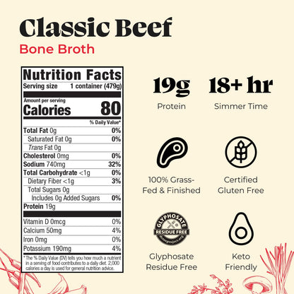 Kettle and Fire Beef and Chicken Bone Broth, Keto, Paleo, Whole 30 Approved, Gluten Free, Natural Source of Collagen, Pack of 4