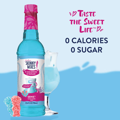 Jordan's Skinny Mixes Sugar Free Syrup, Sour Blue Raspberry, Fruit Flavored Water Enhancer, Drink Mix Iced Tea, Lemonade, Drinks, Low Calorie Water Flavoring, Dairy & Gluten Free, Kosher, 25.4 Fl Oz