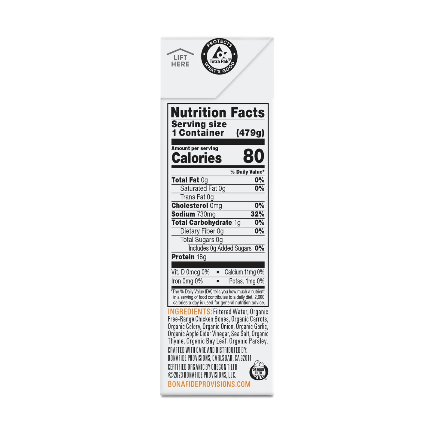 Bonafide Provisions Fresh Organic Chicken Bone Broth, 16.9oz - 6 Pack