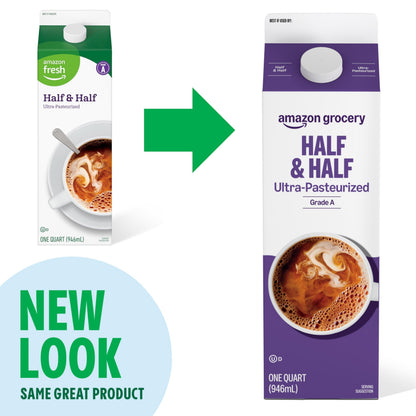 Amazon Grocery, Half & Half, Ultra Pasteurized, 32 Fl Oz