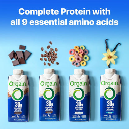 Orgain 30g High Protein Shake Bundle - Chocolate Fudge & Vanilla Bean, 11 Fl Oz (2 Pack of 12) - Dairy Isolate, 6g BCAAs, 1g Sugar, Keto Friendly, Gluten-Free