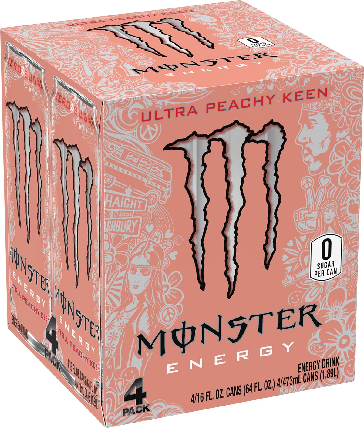 Monster Energy Ultra Peachy Keen, Sugar Free Energy Drink, 16 Ounce (Pack of 4)