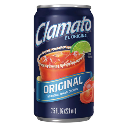 Clamato Original Tomato Cocktail, 7.5 fl oz Cans (Pack of 24) Flavored With Tomato Juice & Spices, Perfect Mixer for the Authentic Michelada, Bloody Mary Drinks, and Seafood Cocktail