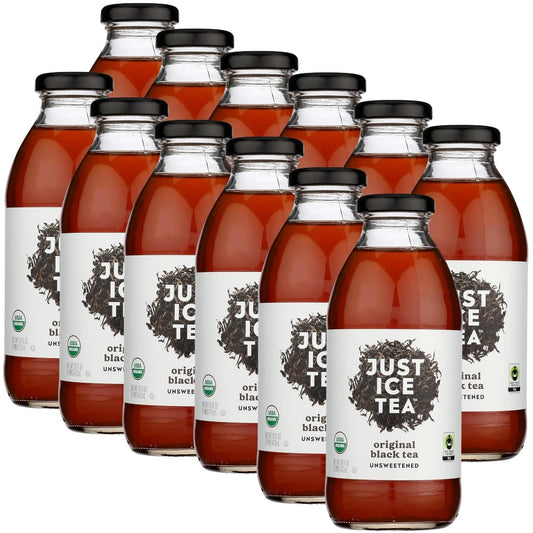 Just Ice Tea Original Black Organic 16 FO – Organic Bottle Drink – Iced Tea and Beverage – Pure Black for Ice Drinks – Ready to Drink Te and Teas – Pack of 12