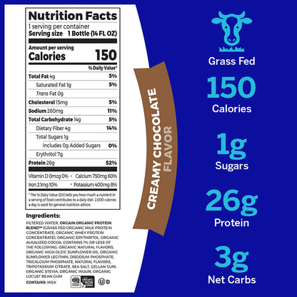 Orgain Organic & Clean Protein Shakes, Creamy Chocolate (12 Pack)