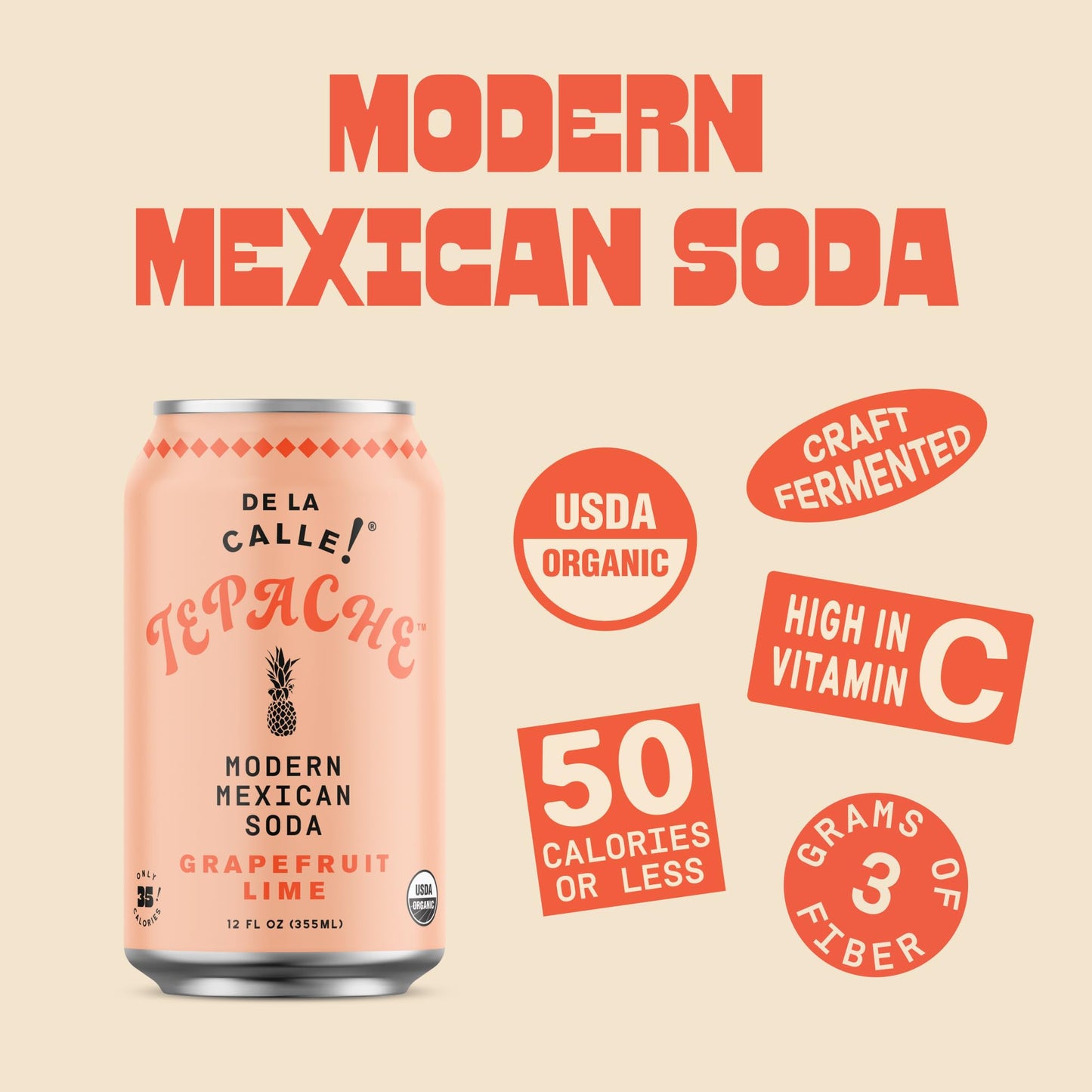De La Calle, Tepache Grapefruit Lime Paloma Organic, 12 Fl Oz