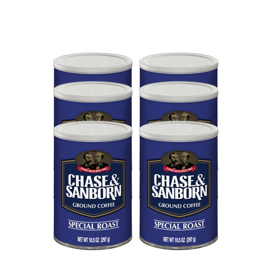 Chase & Sanborn Coffee, Special Roast Ground Coffee, Medium Roast, 10.5oz Can, Pack of 6