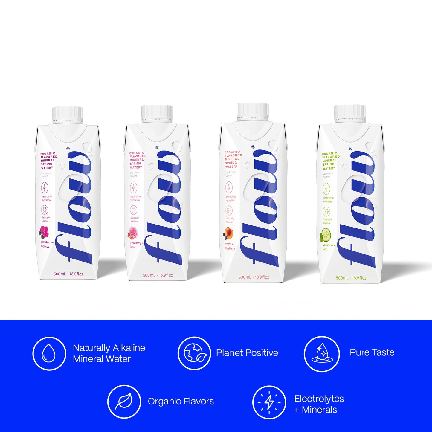 Flow Alkaline Spring Water - Cucumber and Mint Flavored Naturally Alkaline Water With Electrolytes And Essential Minerals - Eco-Friendly Pack, BPA-Free, Non-GMO. 12 Pack of 16.9 FL Bottles