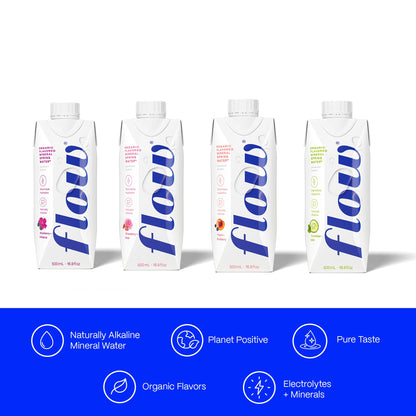 Flow Alkaline Spring Water - Cucumber and Mint Flavored Naturally Alkaline Water With Electrolytes And Essential Minerals - Eco-Friendly Pack, BPA-Free, Non-GMO. 12 Pack of 16.9 FL Bottles