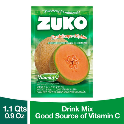 Zuko Cantaloupe Powdered Drink Mix, No Added Sugar Needed, 48 Ct Individual Packets