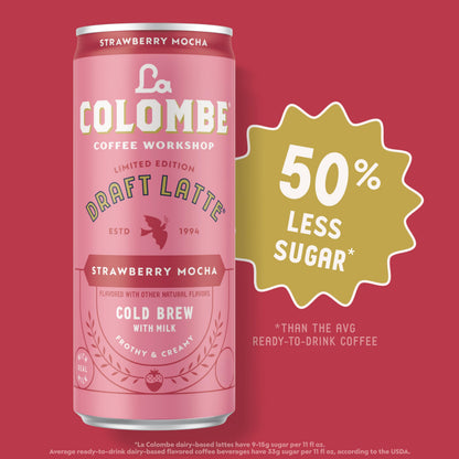 La Colombe Coffee, Strawberry Mocha Cold Brew Draft Latte, 9 fl oz Cans, 4 Pack