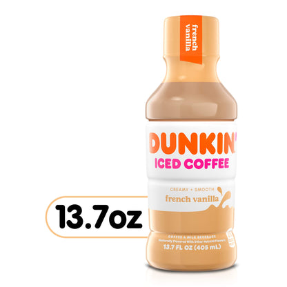 Dunkin' French Vanilla Iced Coffee Bottles, 13.7 fl oz, 12 Pack