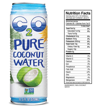 C2O Pure Coconut Water with Mango | Plant Based | Non-GMO | No Added Sugar | Essential Electrolytes | 17.5 FL OZ (Pack of 12)