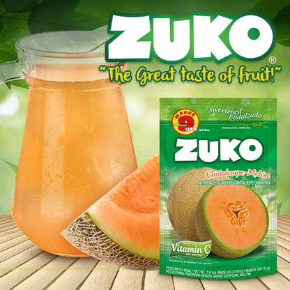Zuko Cantaloupe Powdered Drink Mix Family Pack, No Added Sugar Needed, 14.1 oz (Pack of 6)