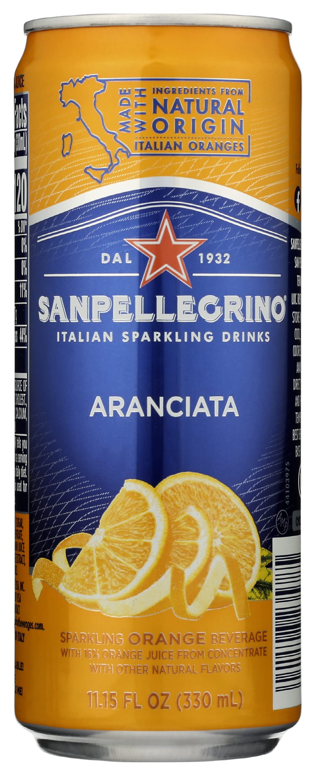 San Pellegrino, Aranciata, 11.15 fl oz, skinny can
