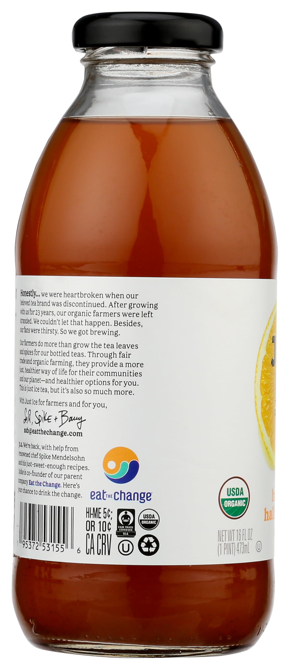Just Ice Tea, Tea Half And Half Lemonade Organic, 16 Fl Oz