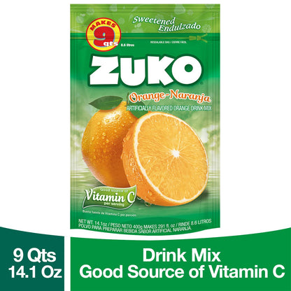 Zuko Orange Instant Powder Drink Family Pack, 14.1 oz, Pack of 6