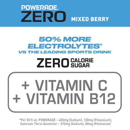 POWERADE ZERO Mixed Berry, 20 fl oz, 8 Pack