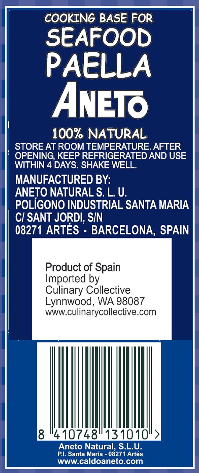Aneto Seafood Paella Cooking Base Broth, 33.83 Fluid Ounce