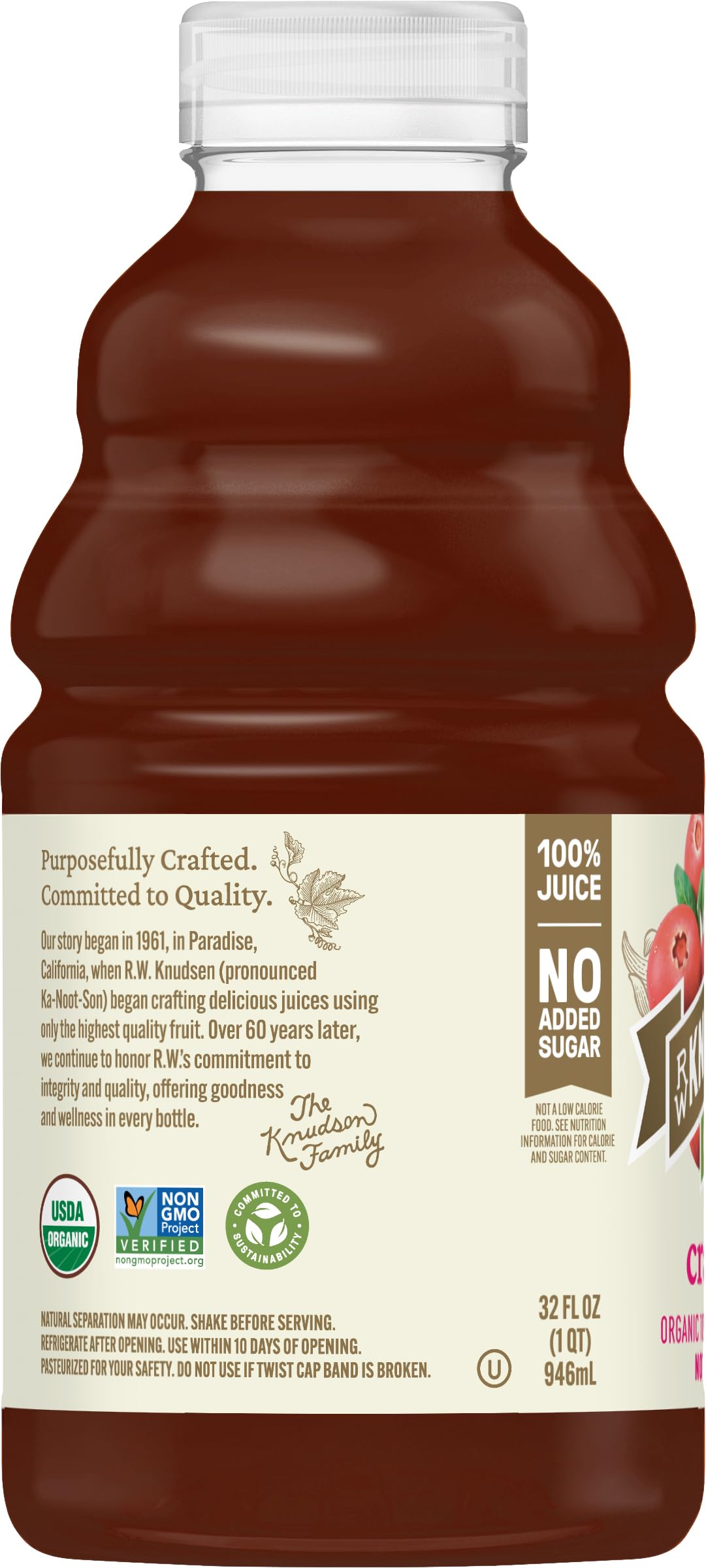 R.W. Knudsen Organic Just Cranberry Juice, 32 fl oz (Pack of 1)