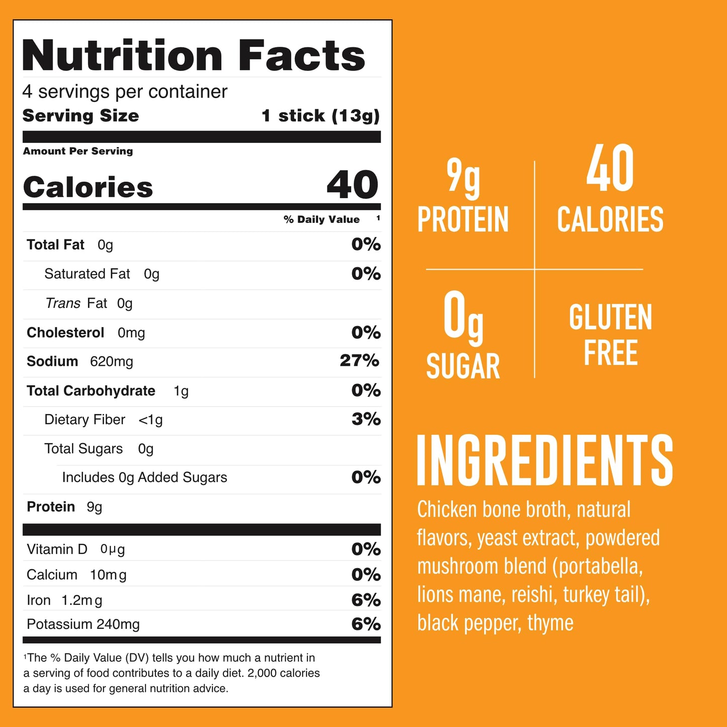 LonoLife Mushroom Chicken Bone Broth Powder Mix | 10g Protein | Collagen-Rich, Keto & Paleo Friendly | Natural Ingredients | 4 Portable Stick Pack Servings