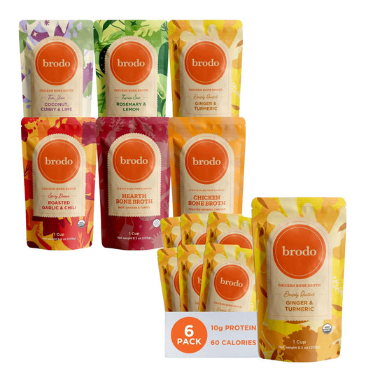 Brodo Broth Bundle with Variety Pack and Deeply Rooted Chicken Broth, 8.3 oz (12 Cups Total)