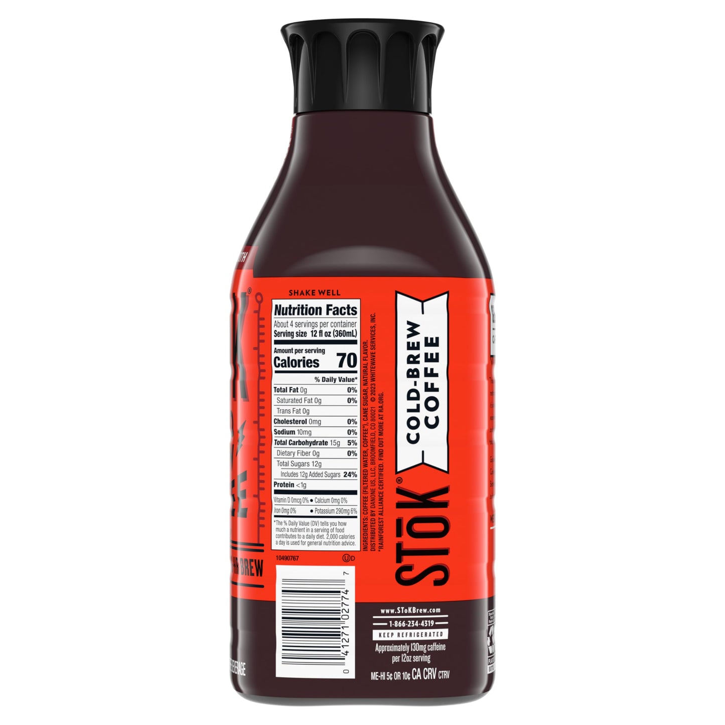 SToK Not Too Sweet Black Cold Brew Coffee, Ready to Drink Bottled Coffee, 48 fl oz