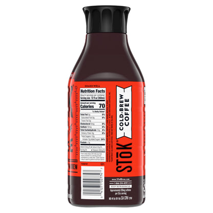 SToK Not Too Sweet Black Cold Brew Coffee, Ready to Drink Bottled Coffee, 48 fl oz