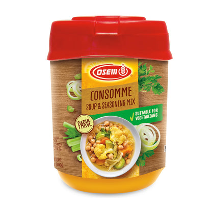 Osem Consomme - Chicken Flavored Stock Powder for Cooking, Chicken Bouillon Powder Mix No MSG, Powdered Soup, Stew, or Rice Flavor Base, Kosher - 14.1 oz (Pack of 2)