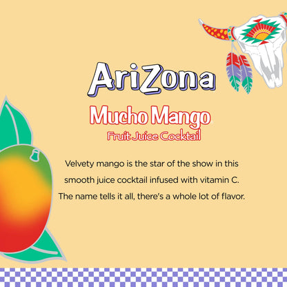 AriZona Mucho Mango - Fruit Juice Cocktail - 16 Fl Oz (Pack of 12)