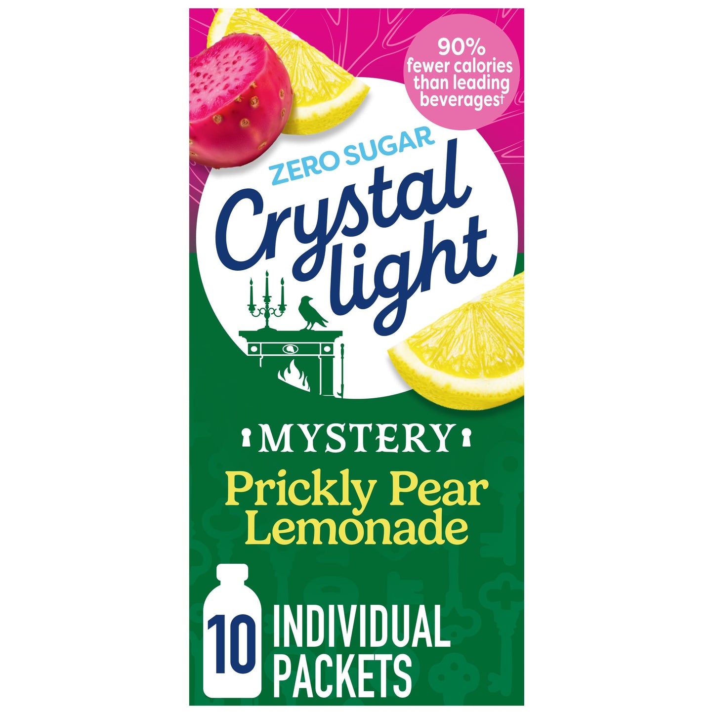 Crystal Light Drink Mix, 10 Individual Packets, Hydration for Book Lovers and Mystery Readers, Prickly Pear Lemonade Artificial Flavor, Zero Sugar, No Artificial Dyes, 0.13 oz