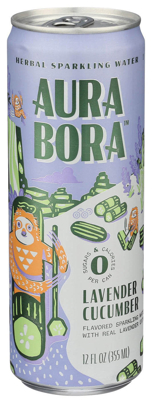 Aura Bora Herbal Sparkling Water Lavender Cucumber, 12 Ounce