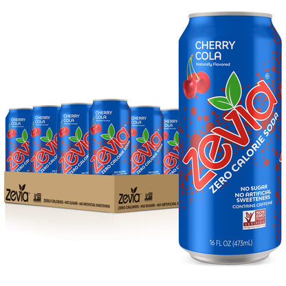 Zevia Zero Calorie Sodas Variety Pack, Dr Zevia (24 Cans) and Cherry Cola (Pack of 12 Cans)
