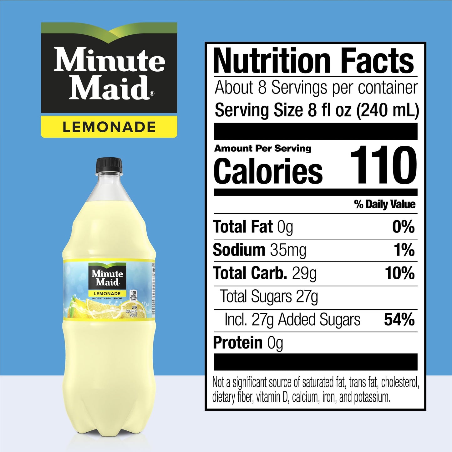 Minute Maid, Lemonade Made With Real Lemons, 2 Liters Bottle
