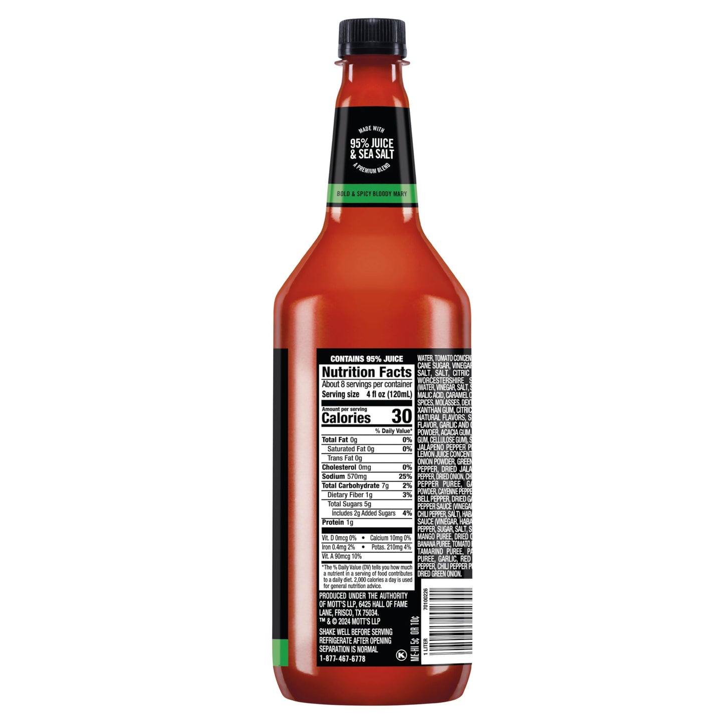 Mr & Mrs T Bold & Spicy Bloody Mary Mix, 1 L bottle (Pack of 4), Spicy Cocktail Juice Mixer, Bold Flavors, Perfect for Bloody Mary and Mocktail Drinks