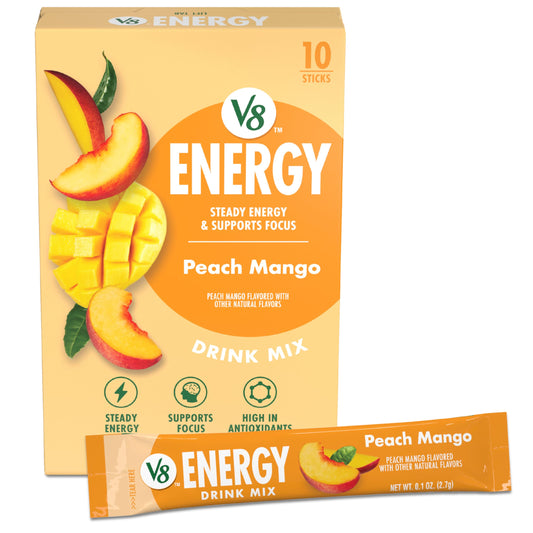 V8 Energy Peach Mango Energy Drink Powder, .10 oz Packet (10 Count)