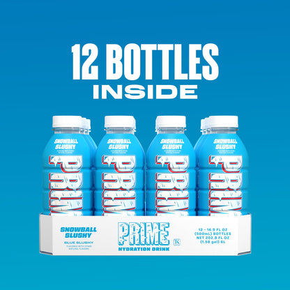 PRIME Hydration, SNOWBALL SLUSHY, Sports Drinks, Electrolyte Enhanced for Replenishing Fluids, 250mg BCAAs, B Vitamins, Antioxidants, Low Sugar, 16.9 Fl Oz, 12 Pack