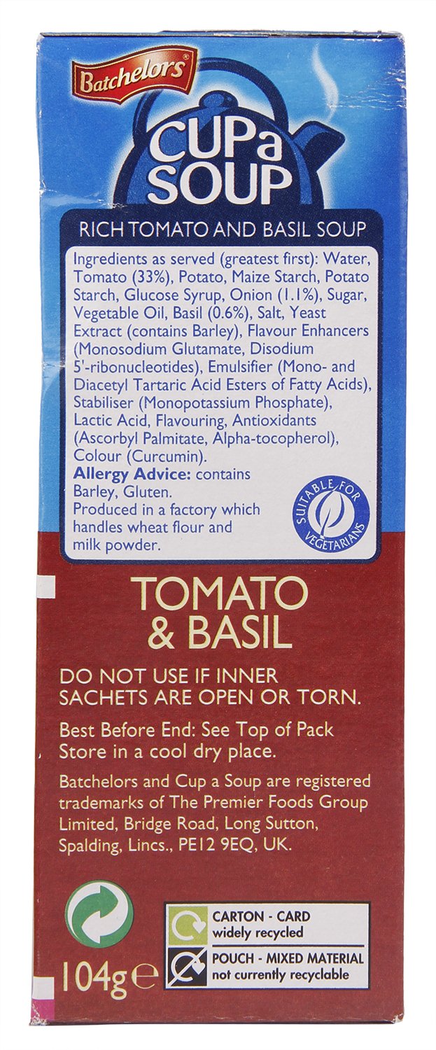 Batchelors Cup a Soup - Rich Tomato and Basil, 104g Carton