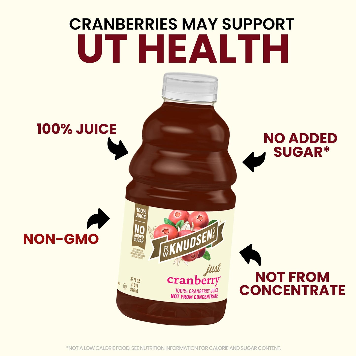 R.W. Knudsen Cranberry Juice Not from Concentrate, 32 fl oz (Pack of 1)