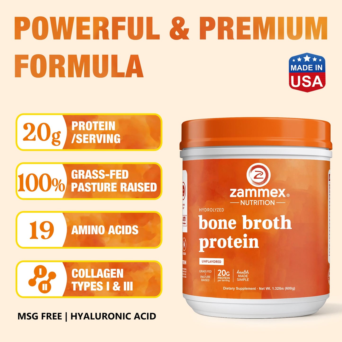 Zammex Beef Bone Broth+ Vanilla Bone Broth
