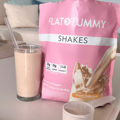 Flat Tummy Shakes - Vanilla, 20 Servings – Post GLP-1 Protein Supplement, High Protein, Zero Sugar, Keto-Friendly Meal Replacement with Clinically Studied Morosil®