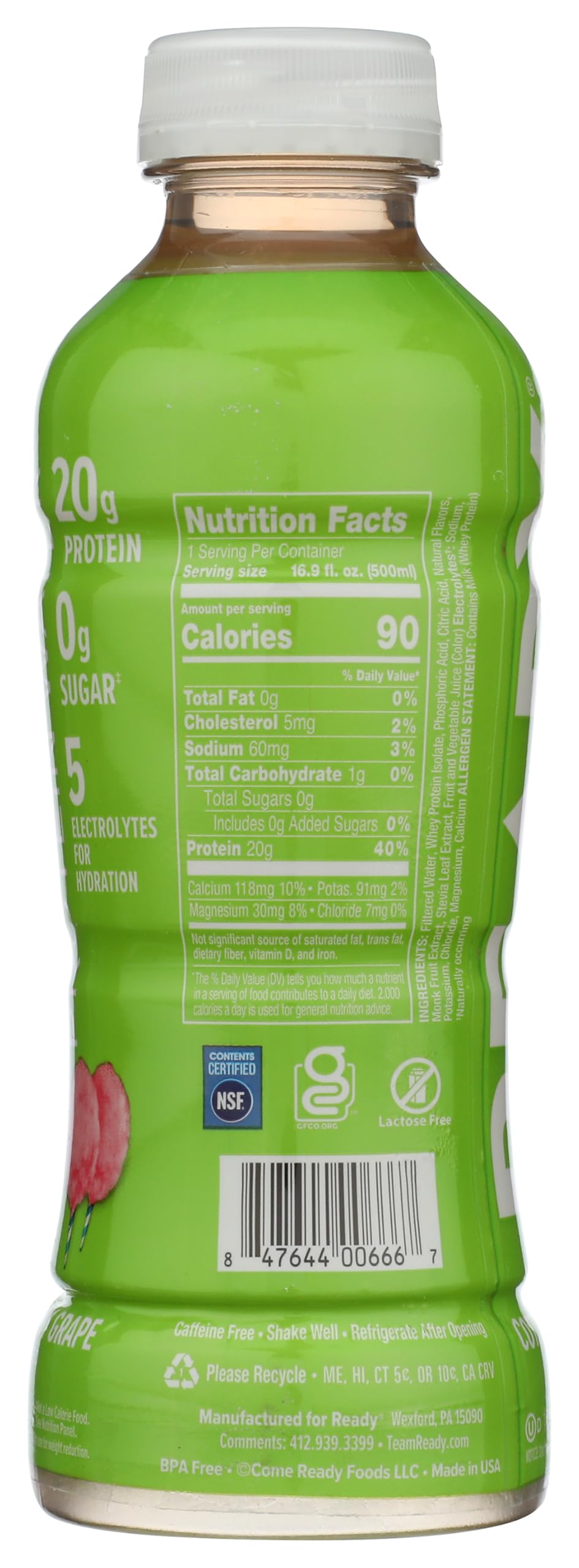 COME READY Cotton Candy Grape Protein Water, 16.9 FZ
