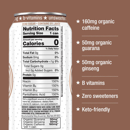 Hiball Clean Energy Drink - Vanilla - Zero Sugar, Zero Calorie Sparkling Water with 160mg Organic Caffeine, 50mg Organic Ginseng, 50mg Organic Guarana and B Vitamins - 16 fl oz (8-Pack)